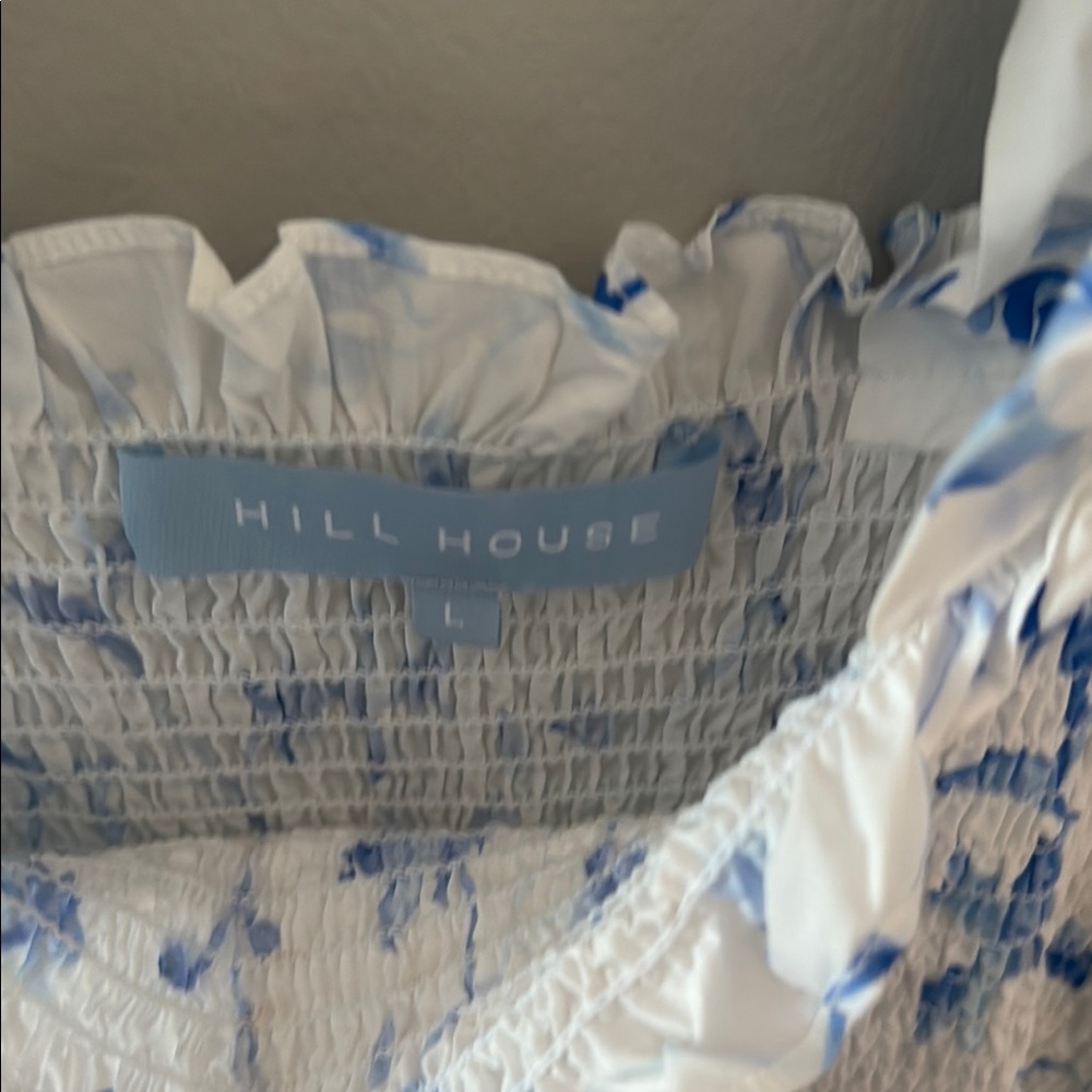 Hill House Ellie Style White Midi Dress with Blue Floral Print - Picture 4 of 7